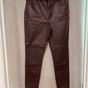 Express High Waisted Burgundy Skinny Jeans Faux Leather